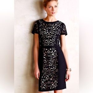 Anthropology Maeve Lasercut Basalt Sheath Dress
